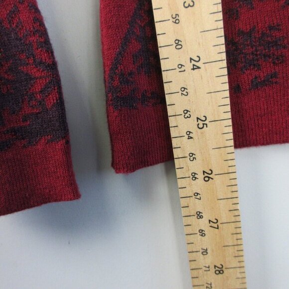 Neve Women Full Zip Sweater M Red Merino Wool Snowflake Maya Performance 292 - Picture 8 of 9
